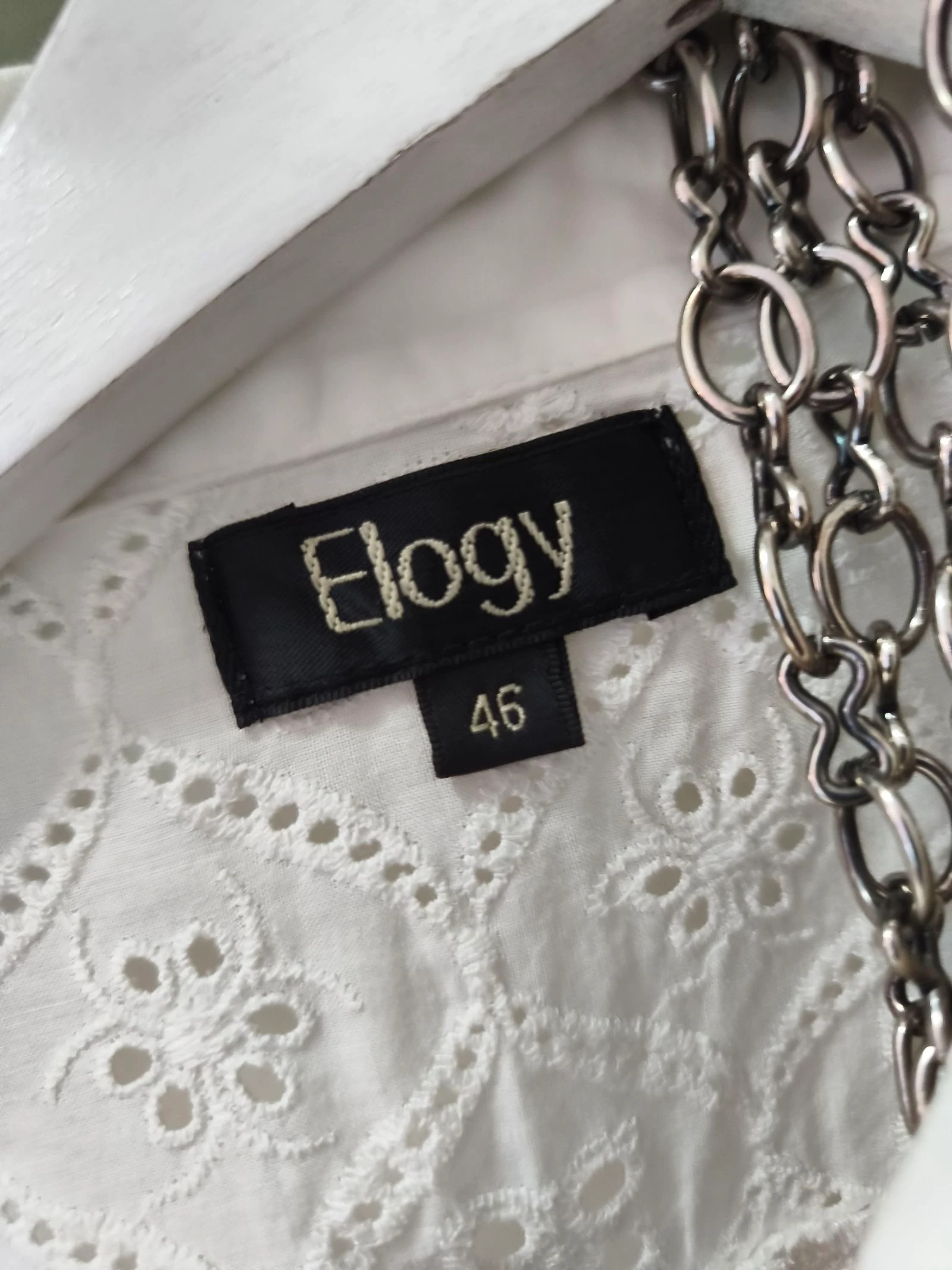 White embroidered sheer cotton blouse for women size 46 Elogy – photo 8